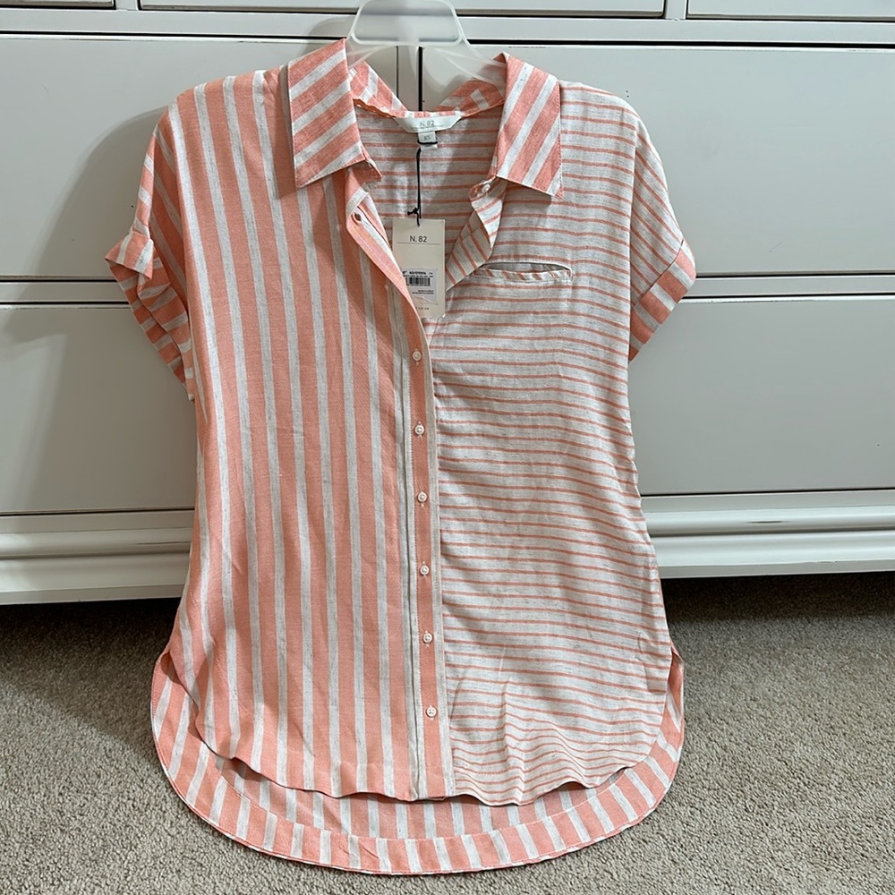 NEXT low high style button down shirt